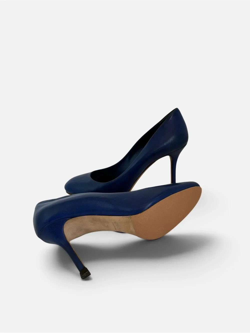 Miu Miu Blue Leather Pumps Stiletto Heels Size 38 Made in Italy w/ Box